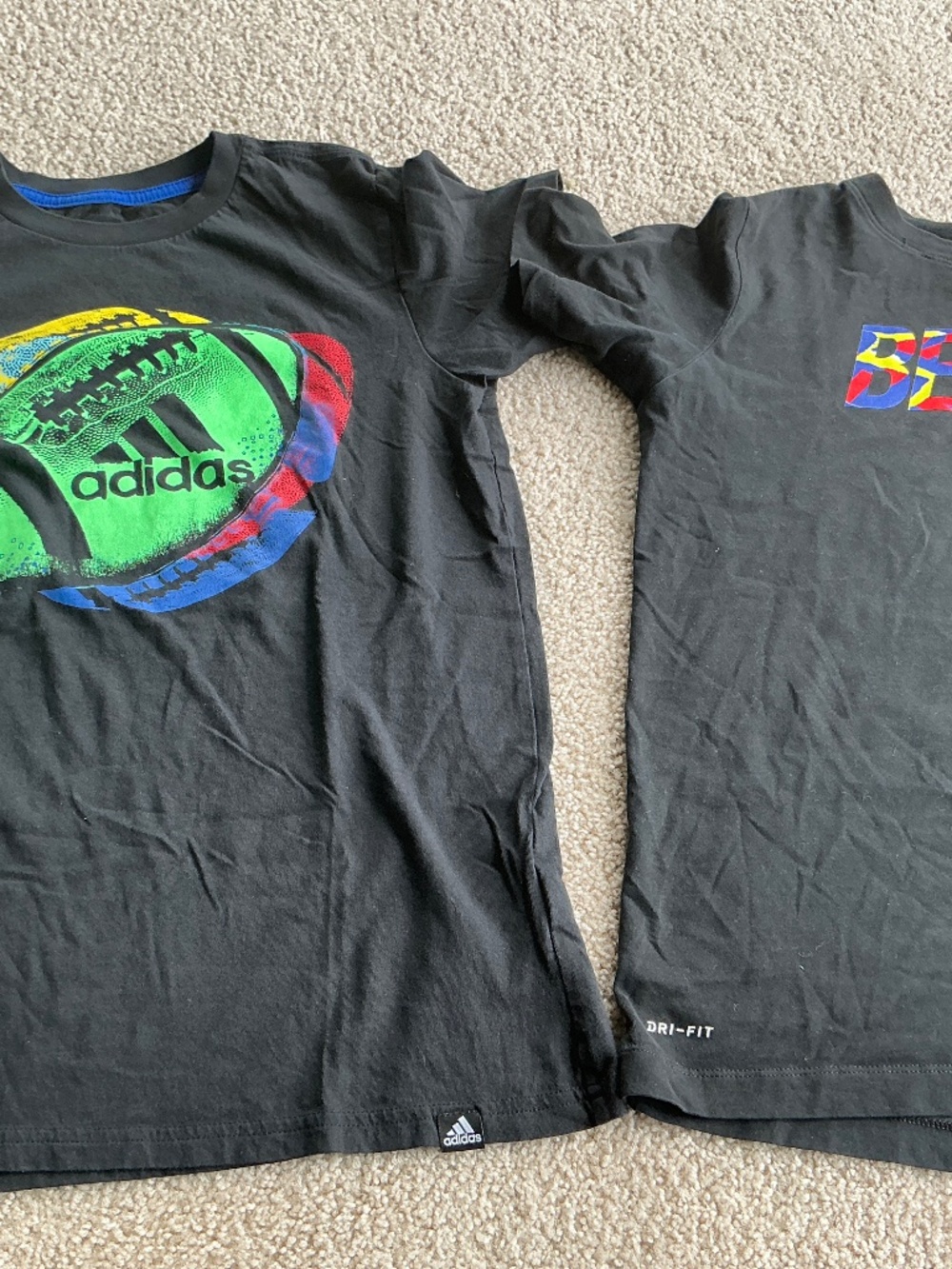Boys Large Nike & Adidas Graphic T-Shirt Lot of 2 Dri-FIT Athletic Tees